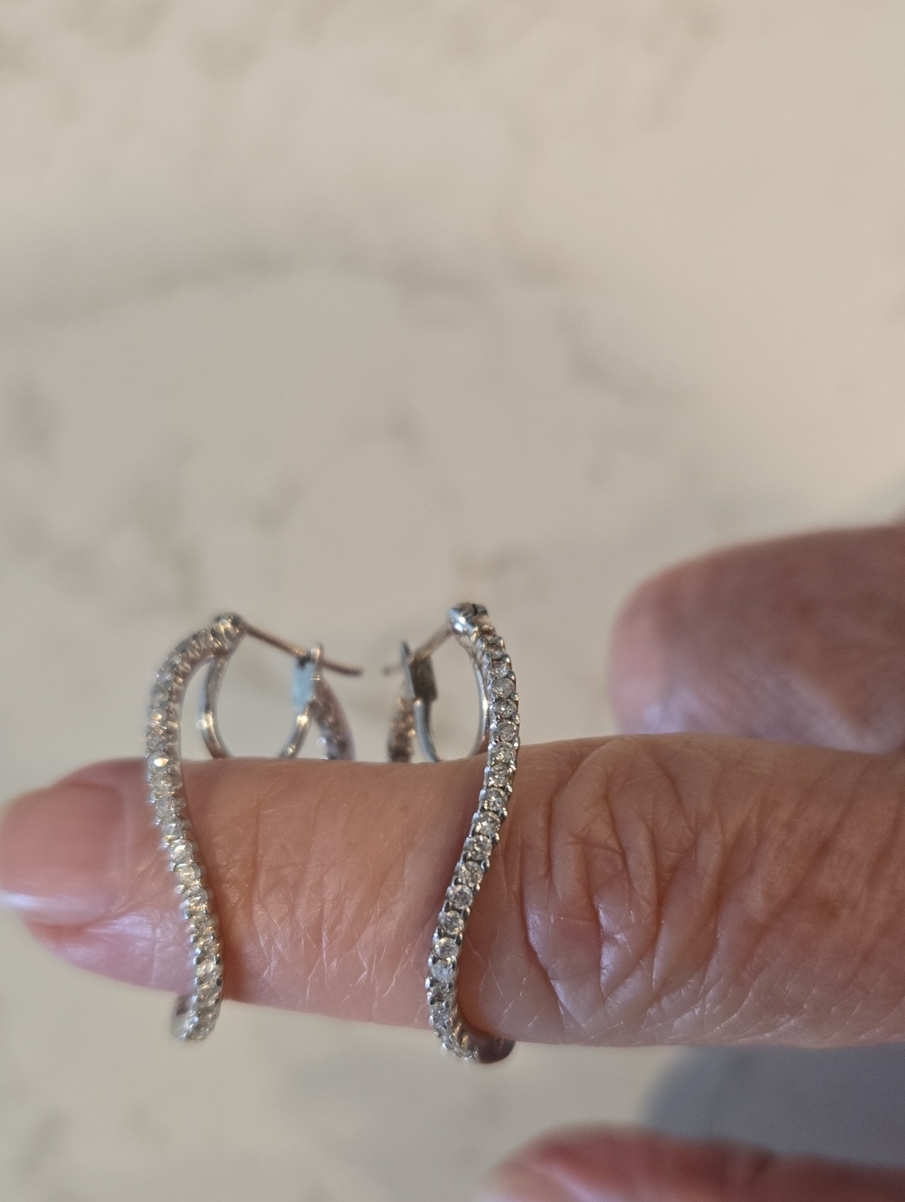 14k Gold Twisted Diamond Hoop Earrings